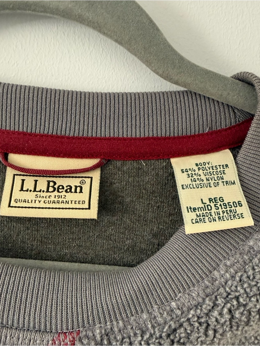 L.L. Bean Gray Crewneck Sweater with Maroon Accents - Picture 3 of 4
